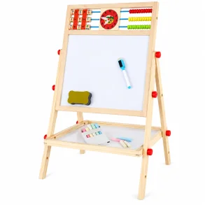 Tegnetavle til b�rn i tr� med whiteboard, kugleramme, l�ringsur og regnefunktioner