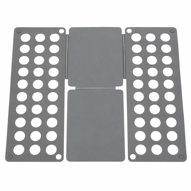 Gr� t�jfolder med perforerede sidepaneler og centrale foldeplader.
