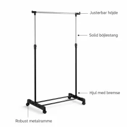 t�jstativ med hjul infografik med funktioner som justerbar h�jde og hjul