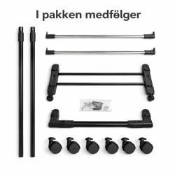 t�jstativ med hjul alle dele vist i pakken medf�lger oversigt