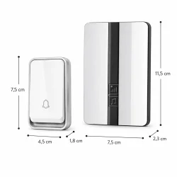 Tr�dl�s d�rklokke uden batteri med m�l og dimensioner