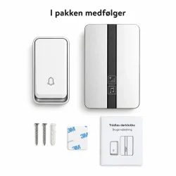 Tr�dl�s d�rklokke uden batteri med tilbeh�r i pakken