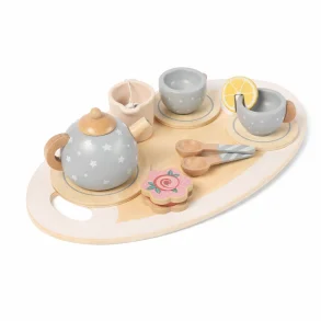 Tr� tes�t til b�rn med bakke, tekande og kopper produktbillede