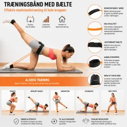 Tr�ningsb�nd med b�lte infografik der viser �velser og modstandstr�ning til ben og baller