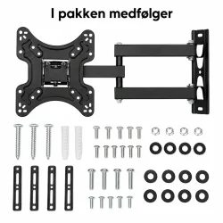 TV holder til v�g med beslag, skruer, rawlplugs, bolte og monteringsdele