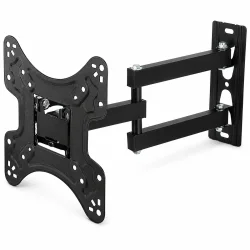 Justerbart TV v�gbeslag i sort metal med udtr�kkelig arm og VESA montering