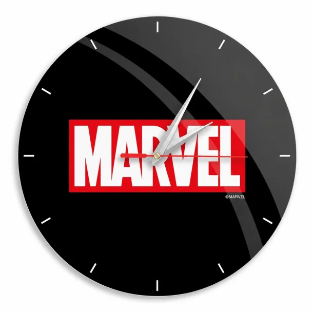 Marvel v�gdekoration v�gur i sort og r�d premium design med lydl�st urv�rk p� hvid baggrund