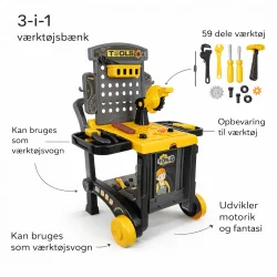 V�rkt�jsb�nk b�rn 3-i-1 med 59 dele og v�rkt�j med funktioner vist