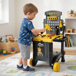 V�rkt�jsb�nk b�rn 3-i-1 med 59 dele og v�rkt�j i brug af barn