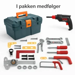 V�rkt�jskasse til b�rn 32 dele med boremaskine og sav med alle dele i pakken