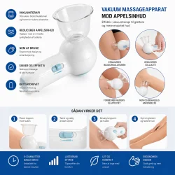 vakuum massageapparat mod appelsinhud infografik viser vakuum effekt og funktion