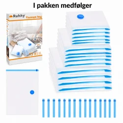 Vakuumposer 15 stk med emballage og medf�lgende lukkeclips vist p� hvid baggrund
