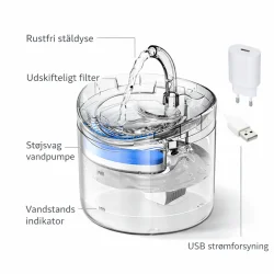 vandfont�ne til kat med filter og st�jsvag pumpe funktioner og detaljer