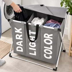 Vasket�jskurv med tre separate rum til sortering af m�rkt, lyst og kul�rt vasket�j